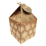 Vianočná papierová darčeková krabička so štítkom 220x104mm zlatá 4 ks