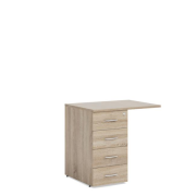 Prístavný kontajner BASIC, 4-zásuvkový so zámkom, 80x76x60cm, dub Somona