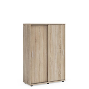 Policová skriňa BASIC, posuvné dvere bez zámku, 100x40x147,9cm, dub Somona