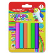 Plastelína KEYROAD neónová, blister 6 ks, mix farieb