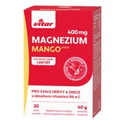 MAGNÉZIUM 400 mg+ vitamíny B6 a C s príchuťou manga (20 ks)