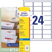 Samolepiace etikety AVERY 63,5x33,9mm adresné biele